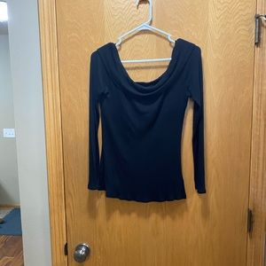 black sweater off the shoulder